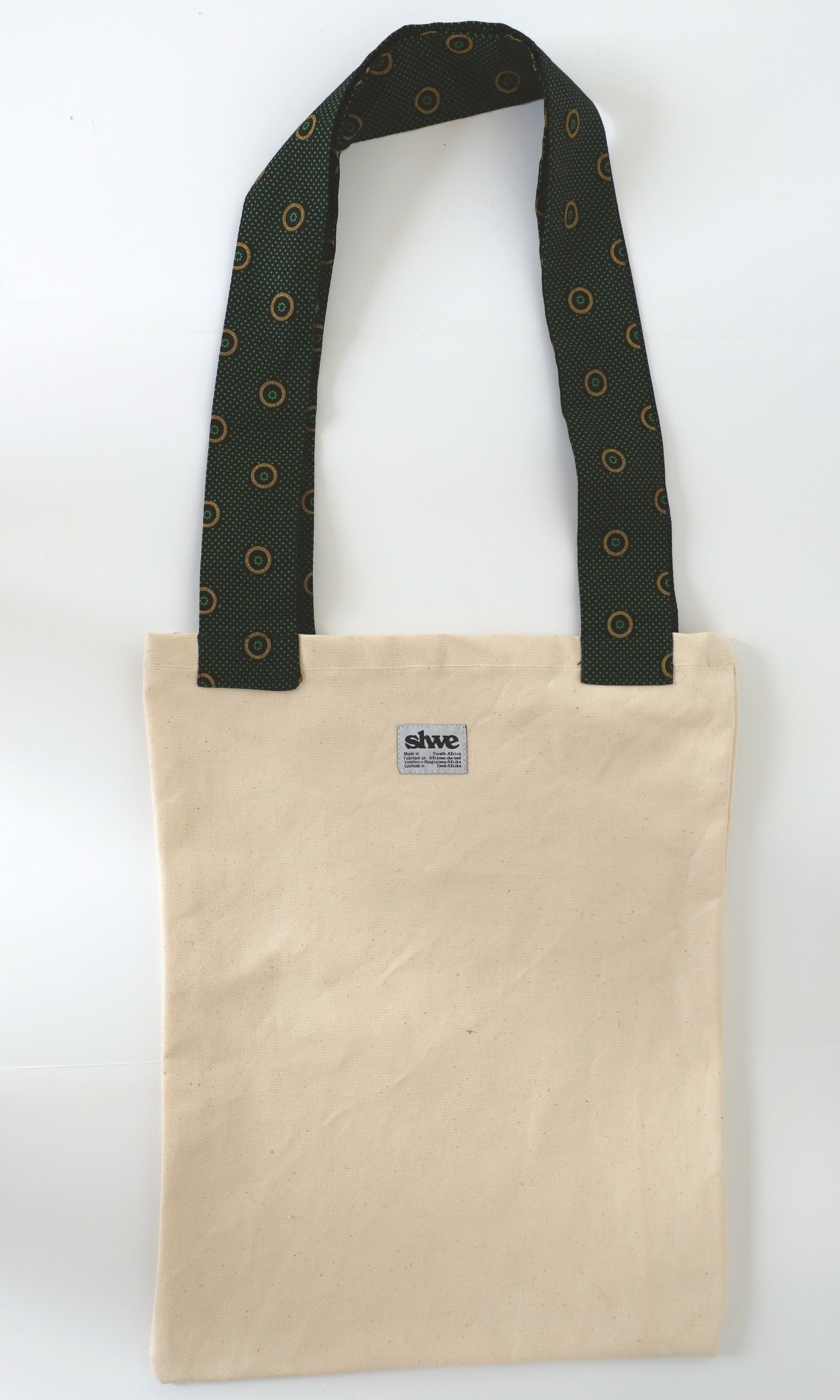 Tote bag avec bretelles en imprimé shweshwe  vert